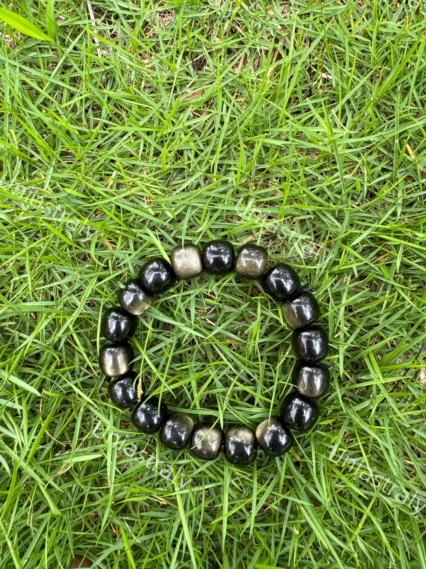 Psychic Shield & Abundance Gold Sheen Obsidian Bracelet