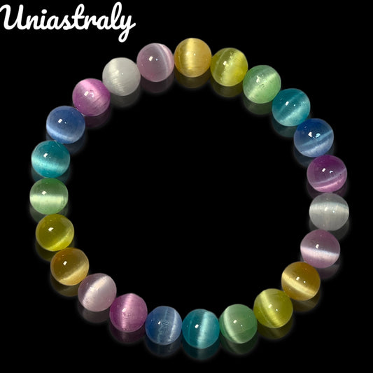 Rainbow Chakra Aligner Cat's Eye Bracelet`