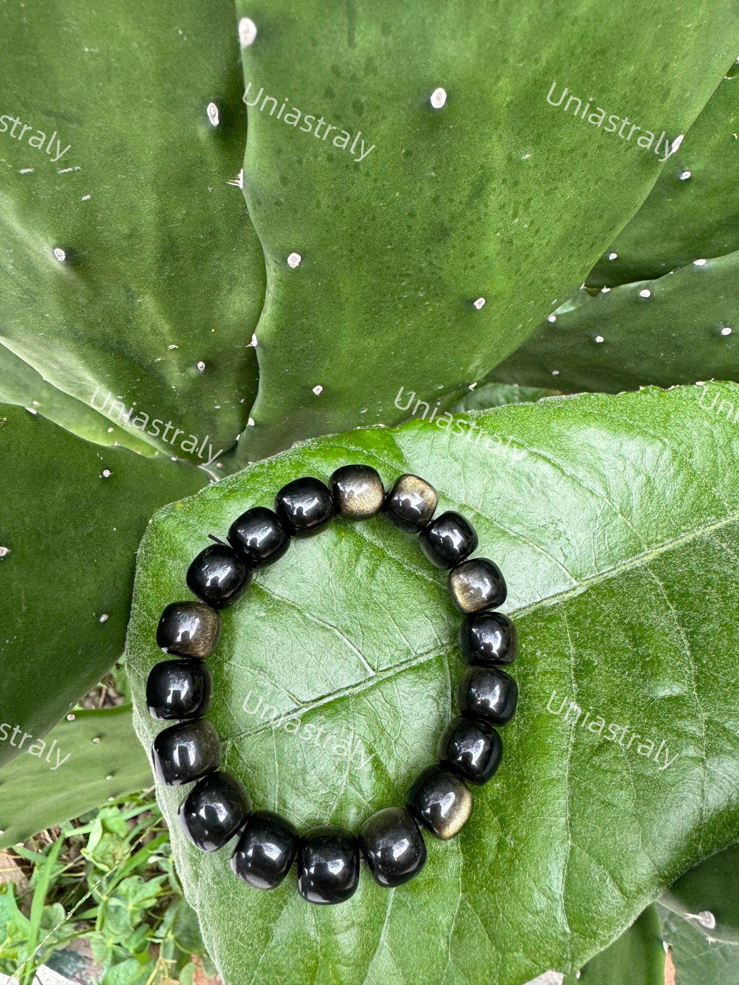 Psychic Shield & Abundance Gold Sheen Obsidian Bracelet