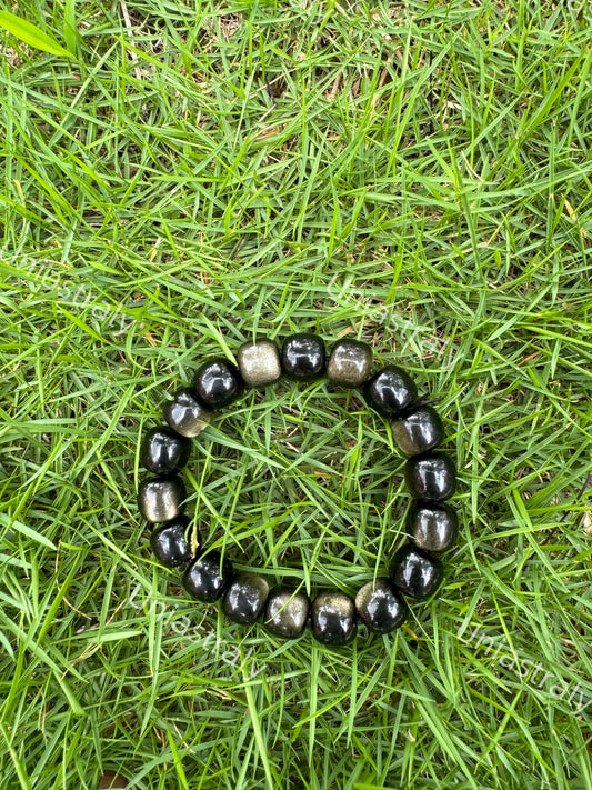 Psychic Shield & Abundance Gold Sheen Obsidian Bracelet